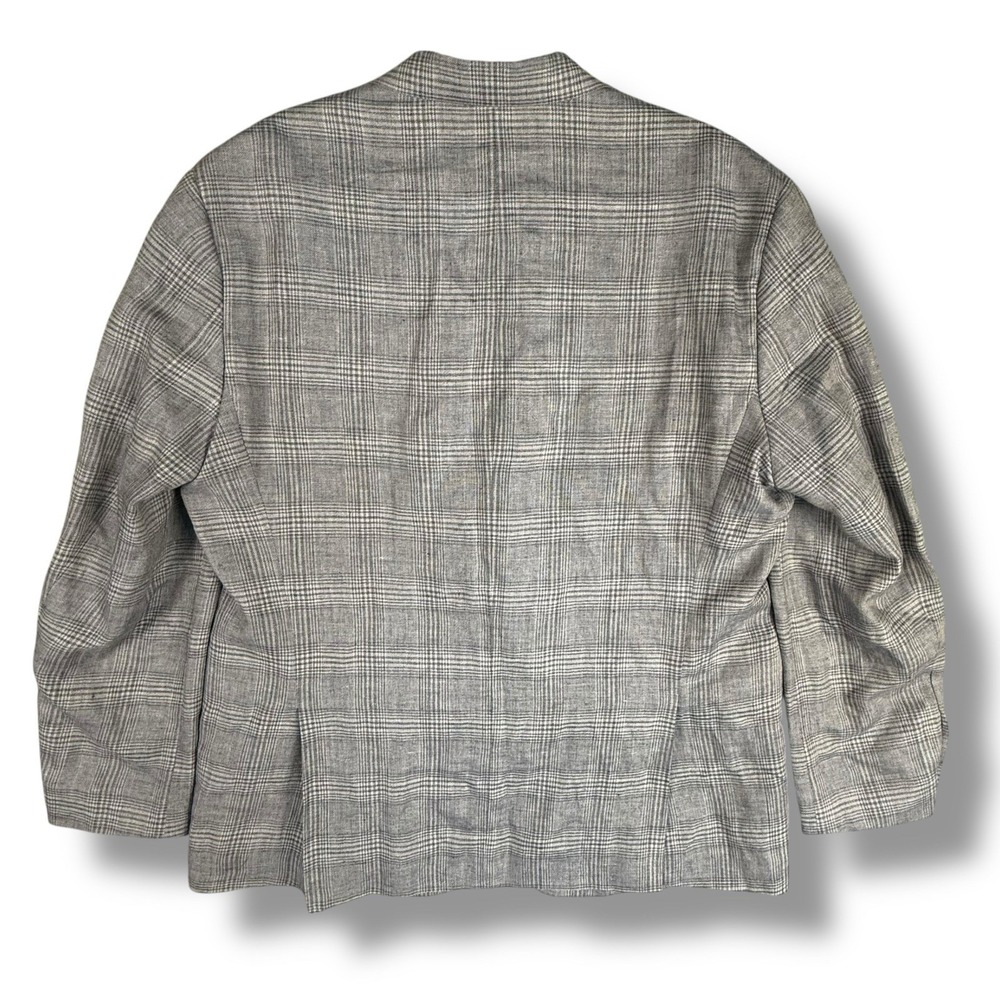 Jos. A. Bank 1905 Tailored Fit 100% Linen Blazer Glen Check Plaid Mens 46R Gray - Picture 3 of 10